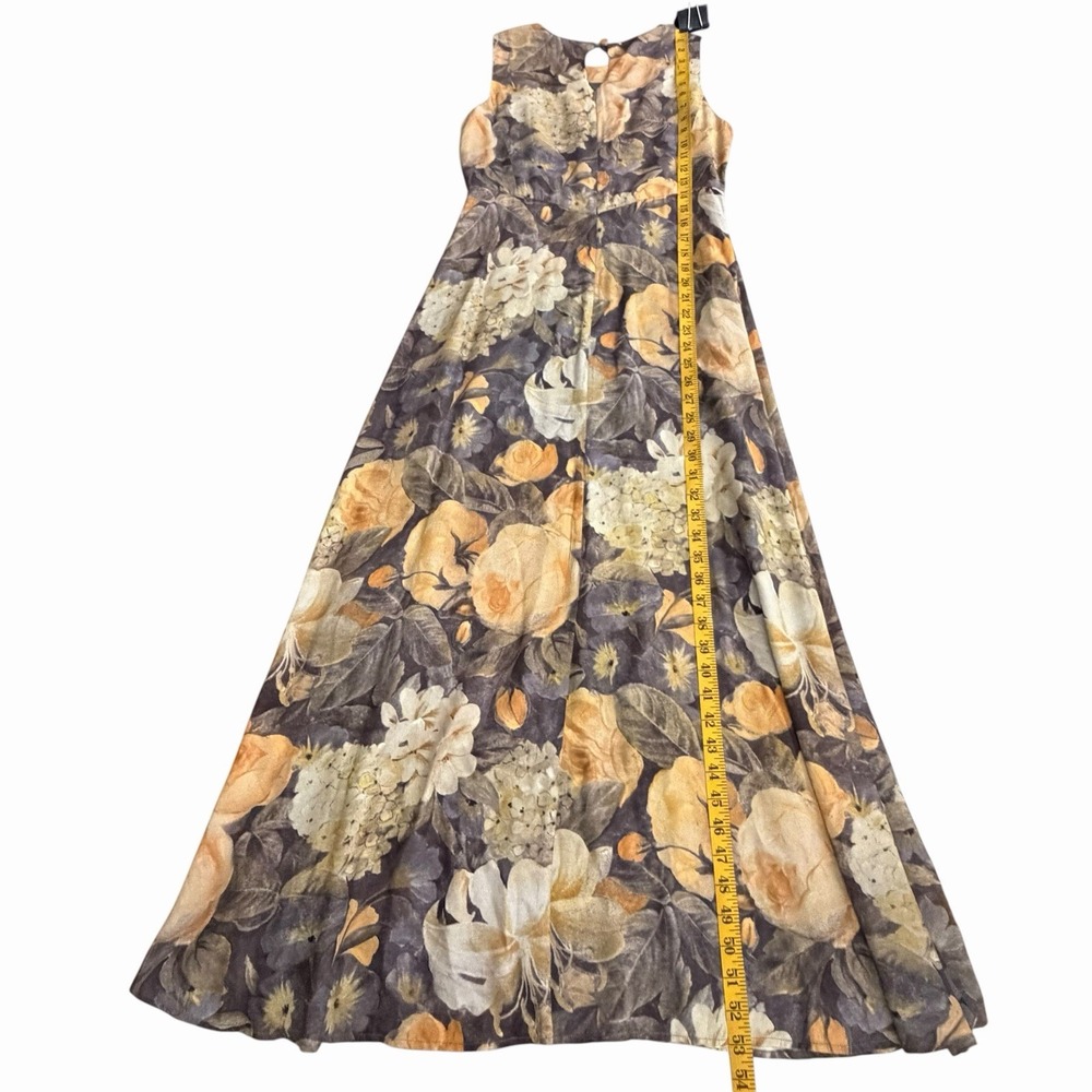 Vintage Barry Bricken for Mark Shale Floral Maxi Dress Sz 8 Dark Romantic Luxury - Picture 10 of 11